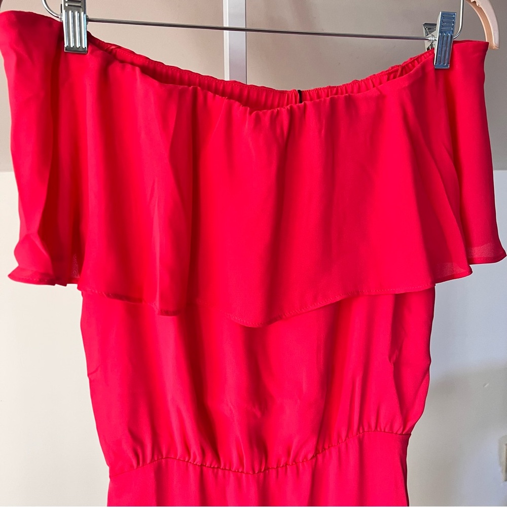 Krisa Revolve Off-Shoulder Ruffle Rio Red Mini Dress XS NWT - Picture 4 of 9